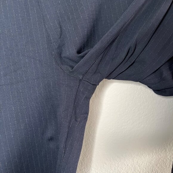 Spanx Womens Medium Navy Blue Pinstripe Ponte Wide Leg Pant 20385q - Picture 7 of 10